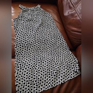 JUDE CONNALLY Lisa Dress Halter Keyhole Sleeveless Travel Navy Cream Small USA